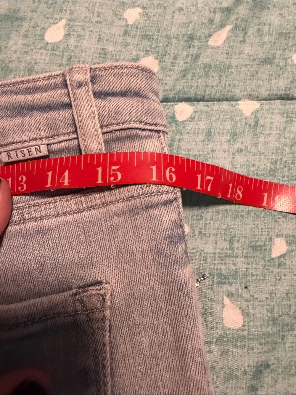Large Distressed Light Blue Denim Jean Shorts w/ Beaded Fringe. MUST BE BUNDLED